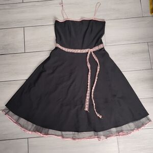 Vintage B. Smart Black Dress with Pink Trim Size 7/8